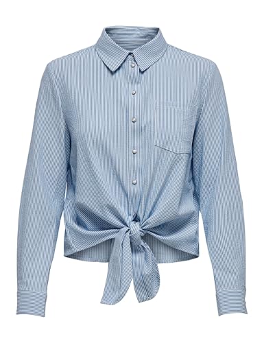 ONLY ONLLECEY LS Knot Shirt Noos WVN Blouse, Cloud Dancer/Stripes:Medium Blue, XL Femme ONLY ONLLECEY LS Knot Shirt Noos WVN Blouse, Cloud Dancer/Stripes:Medium Blue, XL Femme
