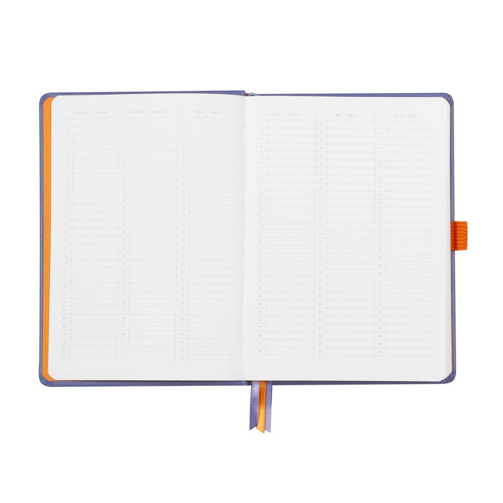 RHODIA 118578C - Carnet Rigide Goalbook Iris - A5 14,8 x 21 cm - Pointillés Dot - 240 pages - Papier Clairefontaine Blanc 90 g/m² - 3 Rubans, Fermeture Élastique - Simili Cuir
