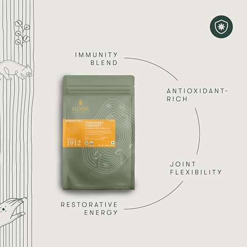 LUXMI Estates Turmeric Time-Out Herbal Loose Tea - 250 Gram Pack | Usda Organic Certified | Caffeine Free | Anti - Inflammatory | Immunity Boosting