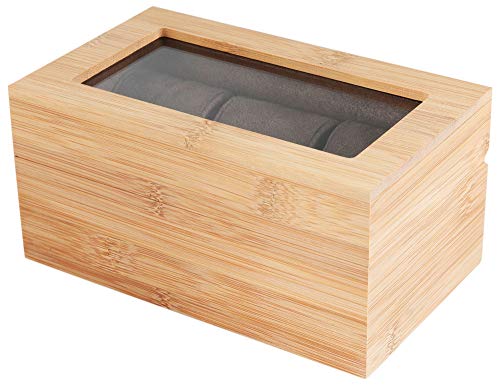 Horlogeetui, horlogebox voor 3 horloges, van bamboehout met kijkvenster - Afbeelding 3