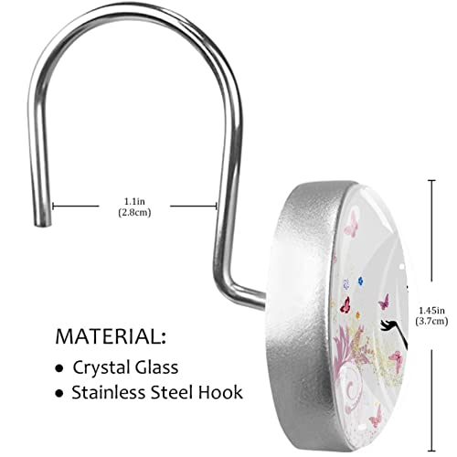 Crochets rideau de douche inox robustes | Décor fleuri chic - 4