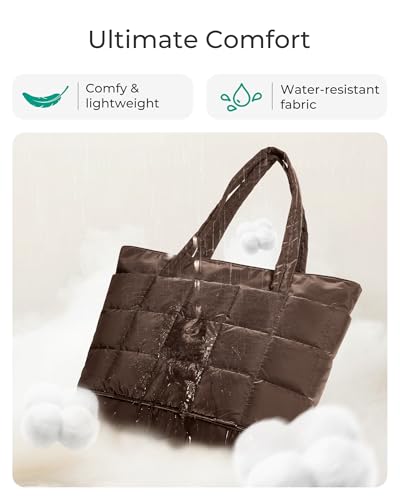 Image of BAGSMART Expandable Tote Bag for Women, Puffer Work Tote Handbag, Quilted Carry On Bag for Travel Gym