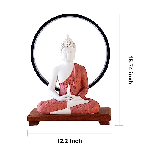 Qinlang 12SD 12 Inch Red Buddha Statue And 15.74 Inch Led Circle Table Lamp thumb #5
