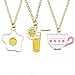 Pendentif Collier De Mode Émail Goutte À Oeuf Poché Coquetier Jus De Citron Aliments Série PendentifCollier Mignon Kawaii Chaîne En Or Collier Bijoux Créatifs 3Pcs