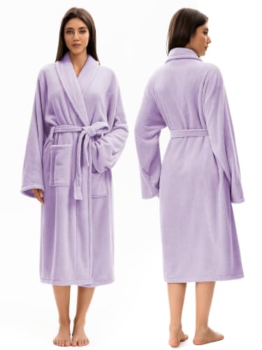 Image of Soft Robe For Women,Warm Plush Bath Robes Female,Spa Towel After Shower Lightweight Long Bathrobe