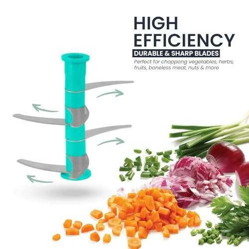 Image of Manual Hand Push Vegetable Chopper for Kitchen Use 1000 ml | Plastic Body & Stainless Steel Blade | Onion Cutter for Ginger, Garlic, Salad, Tomato, Potato | BPA Free | Pack of 1