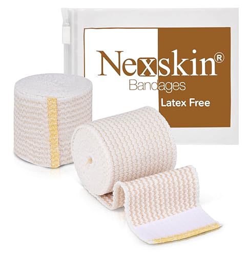 NexSkin Elastic Compression Wrap (2” Wide, 2 Pack) with Hook and Loop Fasteners at Both Ends | Stretch Cotton Athletic Bandage Roll | Support & First Aid for Sports, Medical, and Injury Recovery