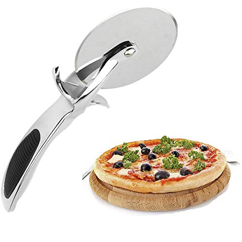 TOONEV Pizza Cutter Stainless Steel Pizza Cutter Wheel ,Super Sharp Pizza Slicer with Anti-Slip Handle Rocker, Medium Pizza Wheel for Pizza Easy to Cut and Clean