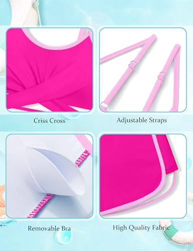 Image of Queenstyle Girls Swimsuits Bikini Set Kids Cutout Bathing Suit Bikini Top Two Piece Girls' Swimwear
