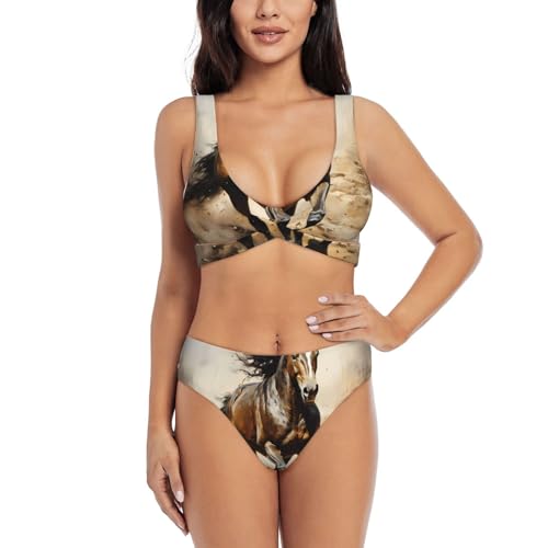 Western Horse Two Piece Bikini Set for Women - Ideal for Beach Parties, Summer Water Activities, Body Modification & Style
