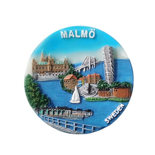 Malmo Sweden 3D Fridge Magnet Souvenir Gift,Resin Handmade Malmo Refrigerator Magnet Home & Kitchen Decoration Collection