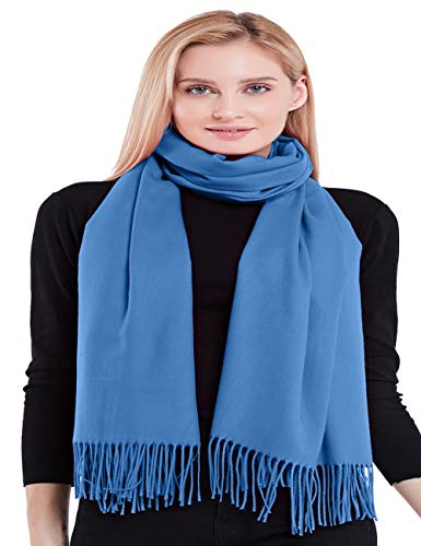 CJ Apparel Blue 100% Cashmere Shawl Pashmina Scarf Wrap Stole Head Wrap Hand Made in Nepal New4