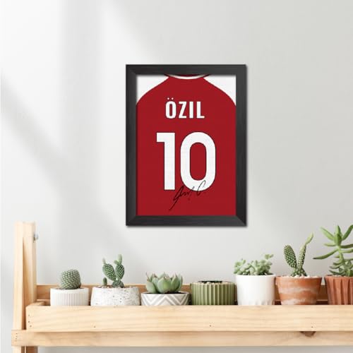 Image of TenorArts Mesut Ozil Poster Frame Arsenal Jersey Laminated Photo Print Signature Framed Painting with Matt Finish Black Texture (12 inches x 9inches)