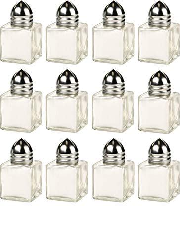 Circleware Glass Mini Salt and Pepper Shakers 12-Piece Set, Kitchen Glassware Preserving Containers, Perfect Himalayan Seasoning Spices, 0.5 oz each, Clear