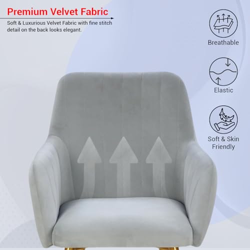 Image of Taboo Velvet Dining Chair Set of 4 | Upholstered Accent Arm Chairs | Soft Cushioned Seat with Backrest | Modern Velvet Fabric Chairs with Metal Legs | Living Room, Bedroom, Cafe & Restaurant | Cloud