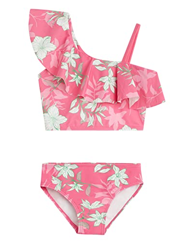 Kanu Surf Girls Avery UPF 50+ Beach Sport One Shoulder Tankini Two Piece Swimsuit, Julia Pink, 14 US