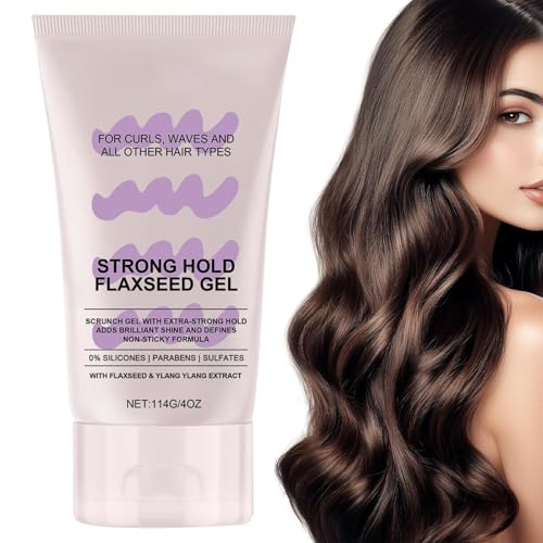 Tuxuseo Strong Hold Flaxseed Gel | Extra fuerte Scrunch Gel para Loc-ken definido | Sujeción duradera y brillo natural - Método rizado adecuado sin siliconas