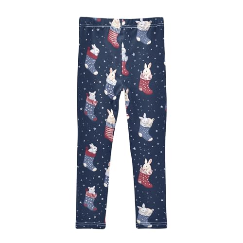 Bunny Rabbit Socks Stars Girls Leggings Ultra Soft Compression Yoga Gym Pants for Kids 4-10T2