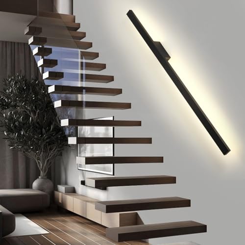 Éclairage mural extérieur LED 120cm noir IP65 pour jardin moderne et couloir ouvert