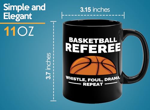 Taza de cerámica para árbitro de baloncesto 11oz negra miniatura 6