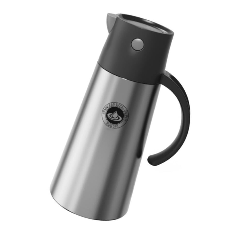 Recipiente de aceite de 750ml con tapa dosificadora automática y diseño de acero