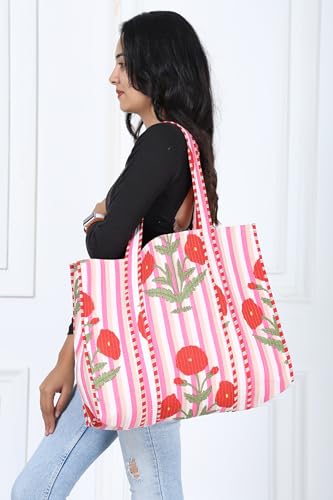 Bolsa reversible ligera de algodón para mujer miniatura 2