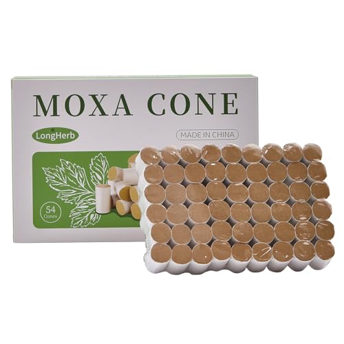 LongHerb Moxa Sticks for Moxibustion 54 Rolls Sticks Pure Mugwort 60:1 High-Purity Moxa Wool from 10-Year-Old MugwortNatural Moxa Cones for Waist Neck Knee Back Acupoint Care