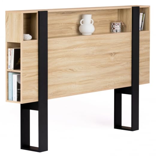 IDMarket - Cabecero de cama con pie Phoenix 160 cm con almacenamiento madera y negro