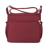 Womens Multi Pocket Casual Waterproof Crossbody Handbags Shoulder Messenger Bag for Travel Hiking Daily (Burgundy) - Image 5