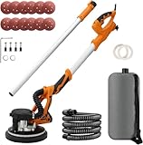 Drywall Sander 1250W, 11.5 Amp Electric Sander with Vacuum, 5 Variable Speed 800-1800RPM with Telescopic Handle with LED Light Strip and Vacuum Dust Collection Bag, 6.6ft Dust Hose