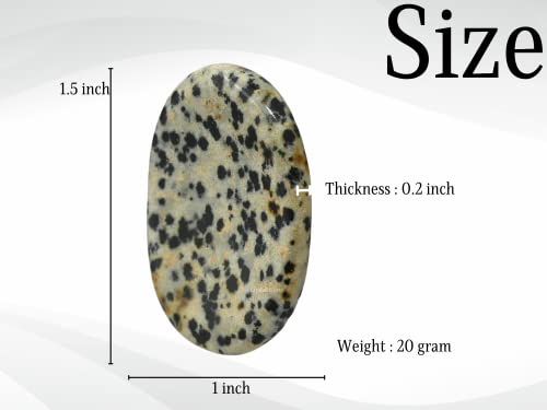 Image of Dalmatian Jasper Crystal Thumb Worry Pebbles Stones for Anxiety Stress Relief Massage - AAA Grade Original Healing Gemstone Agate Rubbing Stone for Yoga Meditation Spiritual Reiki Feng Shui