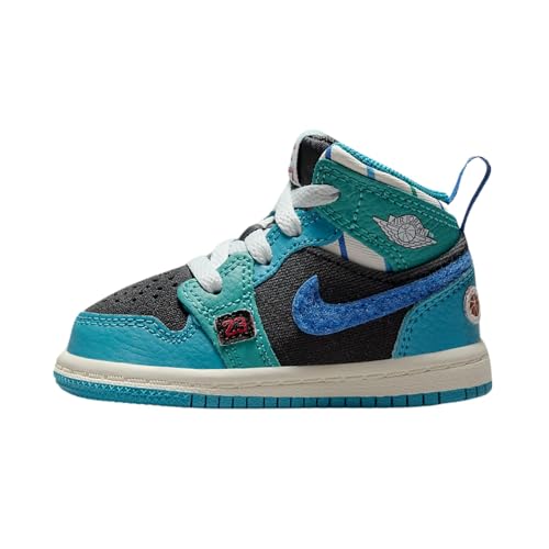 Jordan 1 Mid Ss (Td) Toddler's Shoes Size- 7, Anthracite/Glacier Blue