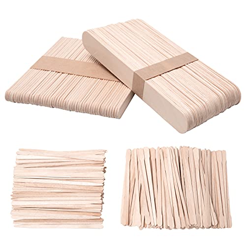 390 PCS Wax Sticks, Wooden Wax Sticks Wood Waxing Sticks, Wax Spatulas Wax Applicator Waxing Applicator Sticks for Hair Removal, Large, Medium, Small (4 Style)