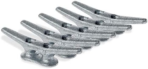 ZUJARA 4 inch Dock Cleats, 5-Pack Galvanized Iron Boat Cleat for Marine or Decorative Applications