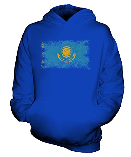 Sweat-shirt à capuche Kazakhstan délavé unisexe enfant garçon fille