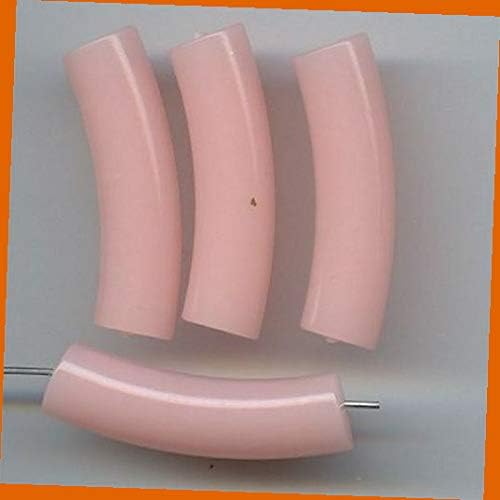 12 Vintage Angel Skin Pink Acrylic 40x10mm. Noodle Tube Beads 6046 for Jewelry Making Bracelets Necklaces Supplies for DIY Crafts Handmade Bracelets Beadwork