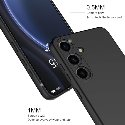 Image of DIZORO Microfiber Candy Case Compatible For Samsung S24 Plus Smooth Touch Cushion Liquid Soft Silicone Gel Rubber Phone Cases Non-Slip Full Body Protective Shockproof Back Cover,Black