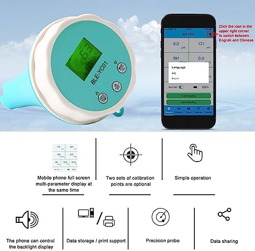 Testeur eau de piscine Bluetooth 6 en 1 avec PH et chlore - 6