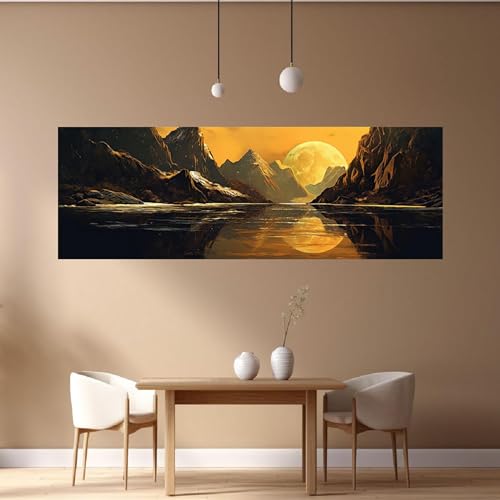 Tableau abstrait paysage lunaire SHYAMIC 30x90cm encadrée - 4