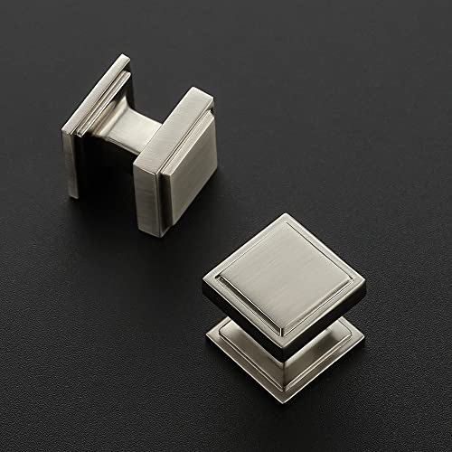 Image of Ravinte 30 Pack Brushed Nickel Square Kitchen Cabinet Knobs,Zinc Solid Drawer Pulls,Farmouse Cabinet Handles for Cupboard, Closet, Dresser and Bathroom, Modern Cabinet Hardware for Cabinets