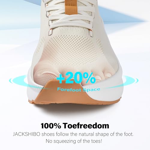 Image of JACKSHIBO Slip in Women Hands Free Shoes Wide Toe Box Arch Support Sneakers | Slip on, Plantar Fasciitis Orthopedic, Metatarsal Pads, Thick Cushion Zero Drop Sole, Walking Athletic Tennis Gym Workout