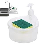 Dispenser di sapone da bagno – Dispenser di sapone 2 in 1 per lavabo, dispenser di sapone da appoggio con spugna per bagno, cucina