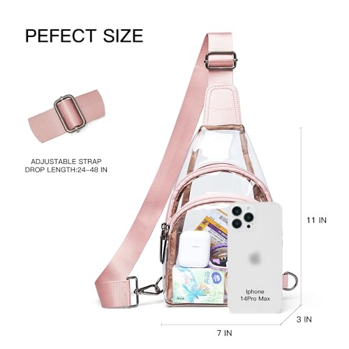 Image of LATMAP Clear Bag for Stadium Events 12x6x12 Clear Purse with 3-Zipper Pockets Crossbody Handbag Tote for Concerts Sports