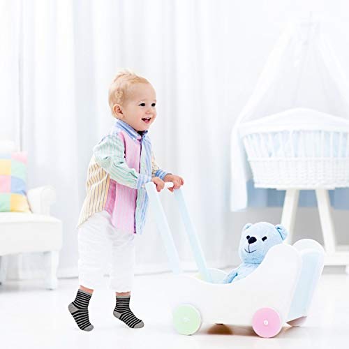 Image of Tphon 12 Pairs Toddler Non Skid Socks with Grips Anti Slip Bottom, Cotton Non Slip Ankle Crew Socks for Boys, Girls, Kids(1-7Years)