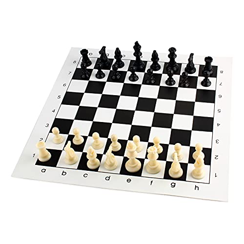 Image of Andux Chess Game Set Chess Pieces and Rollable Board QPXQ-01 (Black,35x35cm)