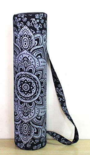 Yoga Mat Bag w/Shoulder Strap (Black Silver) - Image 3