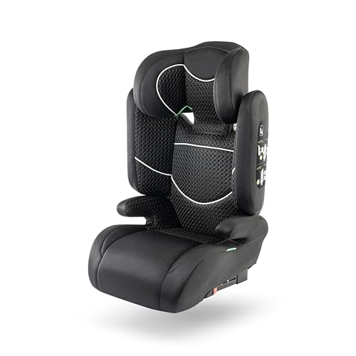 b bellelli - MICHELANGELO² FIX AIR, Seggiolino Auto ISOFIX, Seggiolino per Bambini 100-150 cm (15-36 kg), Pieghevole e Regolabile in Altezza, Colore Nero, 3,5-12 Anni