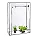 Relaxdays Tomatengewächshaus, PVC-Folie, HBT 150 x 100 x 50 cm, begehbar, Foliengewächshaus mit Tür, transparent/schwarz