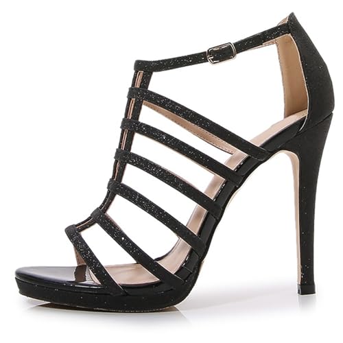 Women Open Toe Strappy Stiletto Heels Sandals Glitter Caged Ankle Buckle Gladiator High Heels Fashion Peep Toe Dress Heel Sandals2
