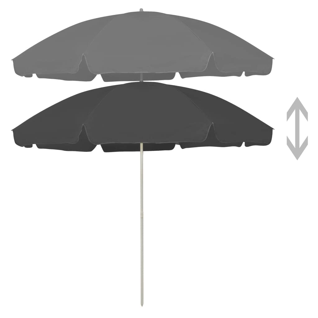 Parasol plażowy antracyt 300 cm z ochroną UV i funkcją przechylania, parasol ogrodowy i tarasowy, średnica 265 cm, poliester odporny na blaknięcie